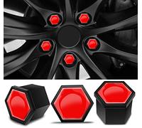 SkinoEu 20 Pezzi Tappi per Dadi Ruota 17mm Copri Dadi per Bulloni della Ruota Esagonali per Pneumatici con Set di Strumenti di Rimozione per Auto Rosso NC 2