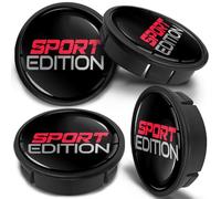 SkinoEu 4 coprimozzi universali da 60 mm, coprimozzo per cerchi in lega, con logo, per auto, edizione sportiva, colore nero, argento, rosso, CX 26