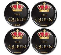 SkinoEu® 4 x 60mm Adesivi Resinati 3D Gel Stickers Auto Coprimozzo Universale Logo Silicone Autoadesivo Stemma Adesivo Copricerchi Tappi Ruote The Queen A 4960