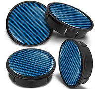 SkinoEu 4 x 60mm Coprimozzi Coprimozzo per Centro Universale Copricerchi Tappi per Ruote Cerchi in Lega Nero Blu Lucido Carbonio CX 14