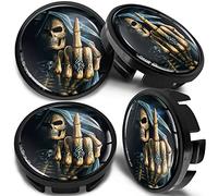 SkinoEu 4 x 65mm Coprimozzi in Lega per Cerchi Compatibile con VW 3B7 601 171 / 6U7 601 171 Nero Cranio Dito Medio CV 25
