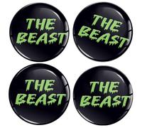 SkinoEu 4 x 68mm Adesivi Resinati 3D Gel Stickers Auto Coprimozzo Universale Logo Silicone Autoadesivo Stemma Adesivo Copricerchi Tappi Ruote Beast Verde A 2168