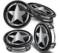 SkinoEu 4 x 75mm Coprimozzo Copricerchi Tappi Ruota Cerchi Lega Ricambio Compatibili per Mercedes Benz 6470207 / B66470200 Argento Army US Star CM 43