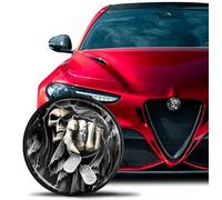 SkinoEu Compatibile con Alfa Romeo Stemma Cofano Anteriore Stemma Bagagliaio Posteriore 74mm per Giulietta 940 Mito 156 147 159 GT Brera Spider Argento Nero Teschio EA 14
