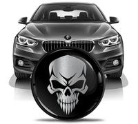SkinoEu Stemma tuning cofano anteriore baule 82mm compatibile con BMW emblema 51147057794 Teschio Nero Argento EN 29