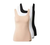 Skiny Maglietta intima beige scuro / nero / bianco Donna Skiny S