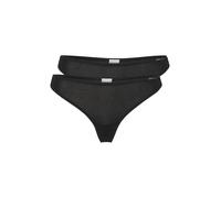 Skiny Damen String 2er Pack Cotton Advantage Tanga, Nero, 36 (Pacco da 2) Donna
