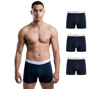 SKIPPER Boxer Uomo Confezione da 3, Intimo in Cotone Stretch Premium, Modern Fit, Boxer Comodi per Tutti i Giorni, Tempo Libero e Sport, Blu Navy/Bianco, 3XL