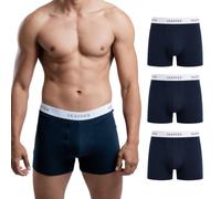 SKIPPER Boxer Uomo Confezione da 3, Intimo in Cotone Stretch Premium, Modern Fit, Boxer Comodi per Tutti i Giorni, Tempo Libero e Sport, Blu Navy/Bianco, M