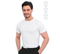 SKIPPER Set 3 Magliette Intime in 100% Cotone Uomo con Collo Rotondo I Magliette basiche in Bianco I Maglia Intima a Maniche Corte I Certificazione Oeko-Tex I 3XL