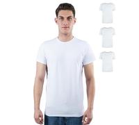 SKIPPER Set 3 Magliette Intime Uomo con Collo Rotondo I Magliette basiche in Bianco I Maglia Intima Uomo in 100% Cotone a Maniche Corte I Certificazione Oeko-Tex