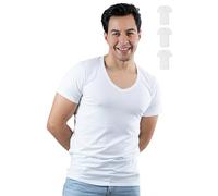 SKIPPER - Set 3 T-Shirt Elasticizzate da Uomo con Scollo a V Profondo | Canottiera Basic Bianca | Maglia Intima in 95% Cotone e 5% Elastan | Certificazione Oeko-Tex® | L