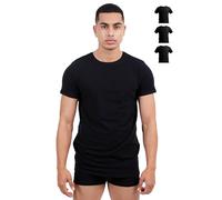 SKIPPER Set 3 T-Shirt Elasticizzate da Uomo con Scollo Rotondo | Canottiera Basic Nera | Maglia Intima in 95% Cotone e 5% Elastan | Certificazione Oeko-Tex® | XL
