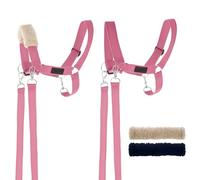 SKIPPI Cavezza per Hobby Horse - Rosa, Hobby Horse Accessori, Set Redini e 2 Coperture in Pile, Taglia Unica