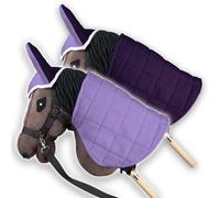 SKIPPI Coperta e Cuffietta per Hobby Horse - Lilla e Prugna, Reversibile Hobby Horse Accessori, Cuffia Bicolore e Coperta Antimosche per Cavallo con Bastone, Hobby Horsing
