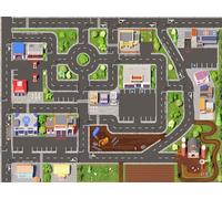 SkippiDoo Tappeto da gioco per bambini su strada e auto (160 x 120 cm), lavabile, antiscivolo e certificato OEKOTEX, tappeto per bambini e bambine, tappeto per auto, tappeto da strada