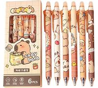 SKIPTHYBER Capybara Penne Cancellabili, 6 pezzi Penne Gel Cancellabili Capybara, Blu Penna a Sfera Cancellabile, Punta 0,5 mm, gomma con inchiostro cancellabile per Studenti, Bambini e Adulti