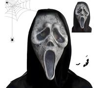SKIPTHYBER Maschera Horror di Halloween Maschera Ghostface Demone Maschera Horror Realistica, Maschera Scream in Lattice,Masque d'Halloween Carnaval Fête Terreur Masque Accessoires de Fête Costume