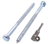 SKIR'CO 10 viti DIN 571 in acciaio zincato esagonale per legno M8 x 120 mm, viti per autobus, viti esagonali, bulloni con punta esagonale magnetica