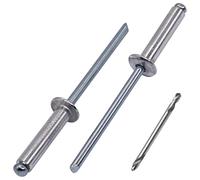SKIR'CO 100 rivetti ciechi in alluminio 5,0 x 20 mm, mandrino in acciaio, rivetti pop, testa a cupola, rivetti DIN 7337, punta da trapano inclusa