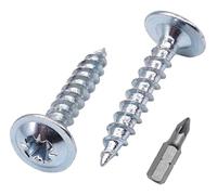 SKIR'CO 100 viti in acciaio zincato, 3,5 x 20 mm, viti in legno argentate, viti in metallo, testa wafer, Pozidriv, autofilettanti