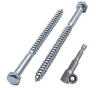 SKIR'CO 15 viti DIN 571 in acciaio zincato esagonale per legno, M5 x 80 mm, viti per autobus, viti esagonali, bulloni con punta esagonale magnetica
