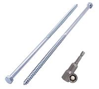 SKIR'CO 20 viti DIN 571 in acciaio zincato esagonale per legno M8 x 260 mm, viti per autobus, viti esagonali, bulloni per ritardo (con punta esagonale magnetica)