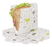 SKIR'CO (250 pz) Sacchetti di Carta Per Imballaggio Alimentare 17 x 17 cm, Sacchetti Per Fast Food Antigrasso, Involucro Alimentare, Borse Hamburger