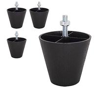 SKIR'CO 4 pezzi, gambe per mobili in plastica nera, altezza 70 mm, piedini conici per mobili, gambe coniche per mobili, filettatura M8, dadi inclusi