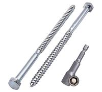 SKIR'CO (6 pz) DIN 571 Viti a testa esagonale in acciaio zincato M6 x 140 mm, viti per autobus, viti esagonali, bulloni a testa esagonale (con punta magnetica esagonale)