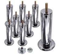SKIR'CO 8 gambe per mobili, altezza 15 cm, gambe in metallo cromato lucido, piedini M8, gambe rotonde per divano, dadi inclusi