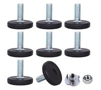 SKIR'CO 8 piedini di livellamento per mobili, M8 x 20 mm, gambe rotonde regolabili in metallo, stelo filettato M8, piedino livellatore (dadi inclusi)