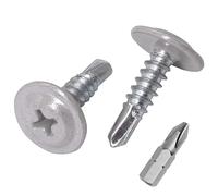 SKIR'CO (confezione da 150 pezzi) Verniciate 4,2 x 16 mm Viti autoperforanti, testa a croce modificata Phillips, vite in lamiera, testa wafer (150, alluminio bianco RAL 9006)