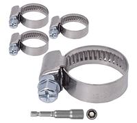 SKIR'CO Confezione da 4 morsetti regolabili in acciaio inox da 12 a 22 mm, fascette stringitubo (4 pezzi, con punta magnetica esagonale)