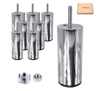 SKIR'CO Confezione da 8 gambe rotonde per mobili in metallo da 12 cm con bullone M8, cromate lucide, gambe rotonde per divano con dadi (8, altezza 120 mm)