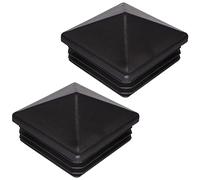 SKIR'CO Tappi quadrati in plastica, 80 x 80 mm, tappi terminali per tubi, tappi per pali di recinzione, inserti per tubi quadrati, colore nero RAL 9005, 2 pezzi