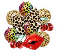 SKIRUP Set di palloncini con stampa di ghepardo, decorazioni di compleanno con labbra rosse leopardate, per feste di compleanno da donna, addio al nubilato, serate tra ragazze, cabina fotografica