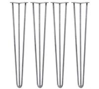 SKISKI LEGS - Set di 4 Gambe per Mobili Gamba per Tavolo In Acciaio Gambe a Forcina Include Viti e Piedini Protezione Gratuiti (31-71cm) - 71cm - 3 Rebbi - 12mm - Acciaio Grezzo