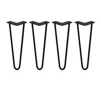 SKISKI LEGS - Set di 4 Gambe per Mobili Gamba per Tavolo In Acciaio Gambe a Forcina Include Viti e Piedini Protezione Gratuiti (31-71cm) - 35.5cm - 2 Rebbi - 12mm - Nero