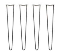SKISKI LEGS - Set di 4 Gambe per Mobili Gamba per Tavolo In Acciaio Gambe a Forcina Include Viti e Piedini Protezione Gratuiti (31-71cm) - 71cm - 2 Rebbi - 12mm - Acciaio Grezzo