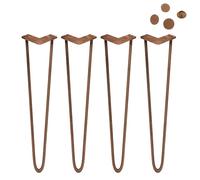 SKISKI LEGS - Set di 4 Gambe per Mobili Gamba per Tavolo In Acciaio Gambe a Forcina Include Viti e Piedini Protezione Gratuiti (31-71cm) - 71cm - 2 Rebbi - 10mm - Rame Anticato
