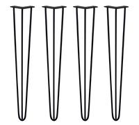 SKISKI LEGS - Set di 4 Gambe per Mobili Gamba per Tavolo In Acciaio Gambe a Forcina Include Viti e Piedini Protezione Gratuiti (31-71cm) - 71cm - 3 Rebbi - 10mm - Nero