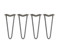 SKISKI LEGS - Set di 4 Gambe per Mobili Gamba per Tavolo In Acciaio Gambe a Forcina Include Viti e Piedini Protezione Gratuiti (31-71cm) - 30.5cm - 2 Rebbi - 12mm - Acciaio Grezzo