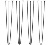 SKISKI LEGS - Set di 4 Gambe per Mobili Gamba per Tavolo In Acciaio Gambe a Forcina Include Viti e Piedini Protezione Gratuiti (31-71cm) - 71cm - 3 Rebbi - 10mm - Acciaio Grezzo