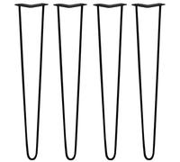 SKISKI LEGS - Set di 4 Gambe per Mobili Gamba per Tavolo In Acciaio Gambe a Forcina Include Viti e Piedini Protezione Gratuiti (31-71cm) - 71cm - 2 Rebbi - 10mm - Nero