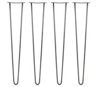 SKISKI LEGS - Set di 4 Gambe per Mobili Gamba per Tavolo In Acciaio Gambe a Forcina Include Viti e Piedini Protezione Gratuiti (31-71cm) - 71cm - 2 Rebbi - 10mm - Acciaio Grezzo