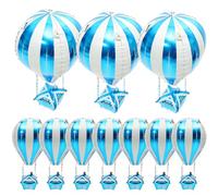SKISUNO 10 Pezzi Palloncini Mongolfiera in Alluminio Blu, Decorazione Festa Compleanno, Palloncini Decorativi per Party, Doccia e Eventi, Resistente e Scenografico