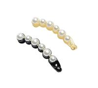 SKISUNO 2 Pezzi Fermagli per Chioma Banana in Perle Bianco, Clips Moda Comode per Tenere la Coda di Cavallo, Accessori per Chioma Donna e Bambina, Uso Quotidiano e Tutte le Stagioni