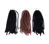 SKISUNO 3 Pezzi Parrucche Intrecciate Donna Stile Etnico Moda Dreadlocks in Poliestere Leggere e Confortevoli per Provare un Capello Diverso Stili multipli