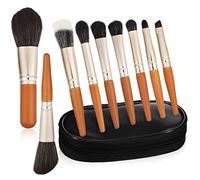 SKISUNO 9pezzi Pennelli Per Trucco Con Custodia Portaoggetti Per Ombretto Fondotinta Polvere Fard Sfumino Contouring Viso Make up Travel Professionale